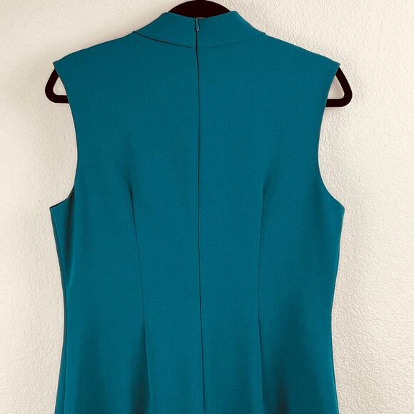 Harper Rose Teal Career Back Vent Sleeveless Tie Neck Sheath Mini Dress 12 NWOT - Picture 8 of 13